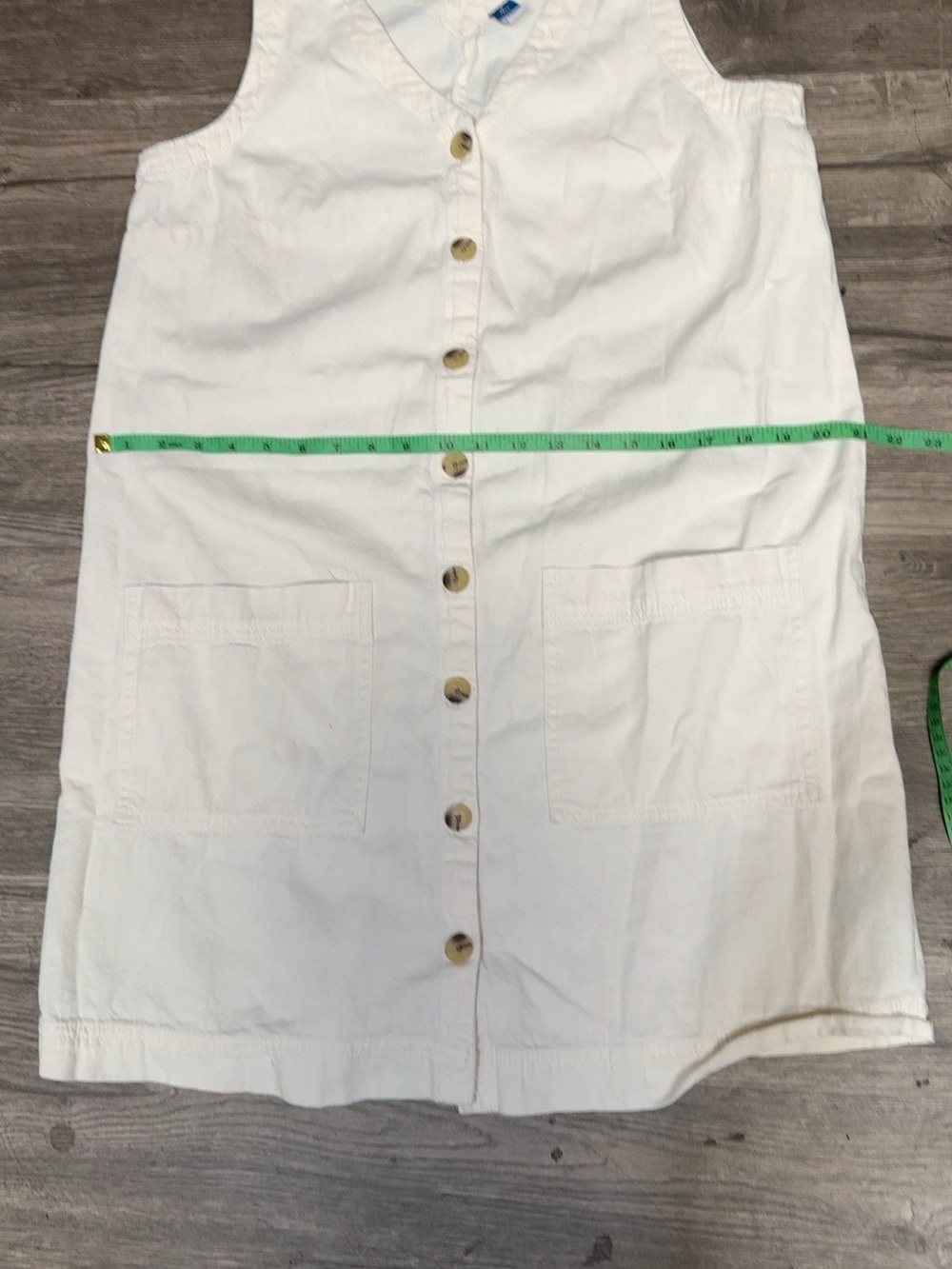 Old Navy Women’s M Tall White Cotton Button Front Sleeveless Dress Pockets - Picture 12 of 13